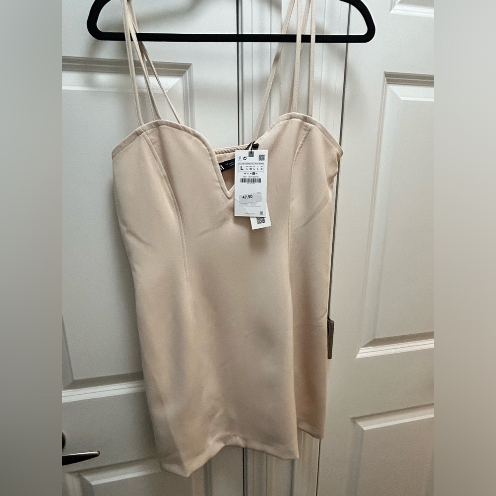 NWT Zara tan mini dress size L
